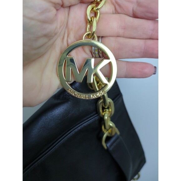 Michael Kors Stanthorpe Large Black Leather Shoulder Bag Gold Chain Strap NWT - Picture 14 of 16